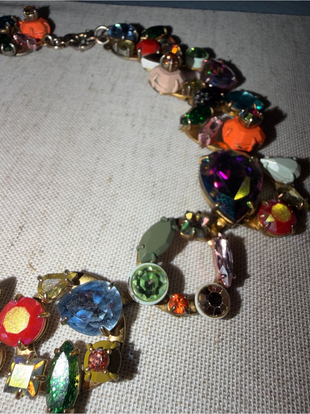 J. Crew Multicolor Crystal Wreathe Floral Brulee Statement Necklace - Picture 10 of 14